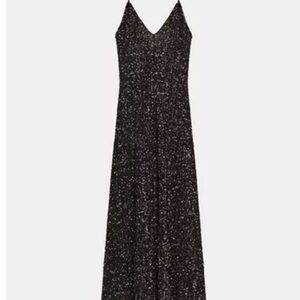 Zara Brown Sequin Maxi Slip Dress